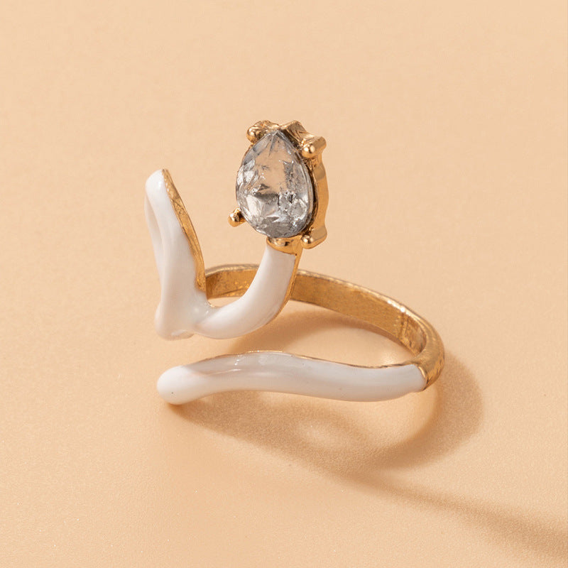 Long Trend Snake Pattern Metal Animal Retro Exaggerated Snake-shaped Ring For Men And Women