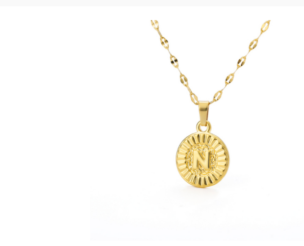Capital English Letter Disc Necklace Women And Men