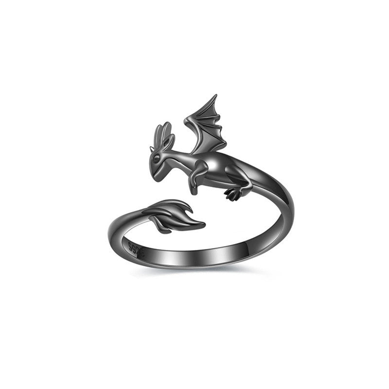 European And American Black Dragon Ring Ladies Girls Animal Jewelry
