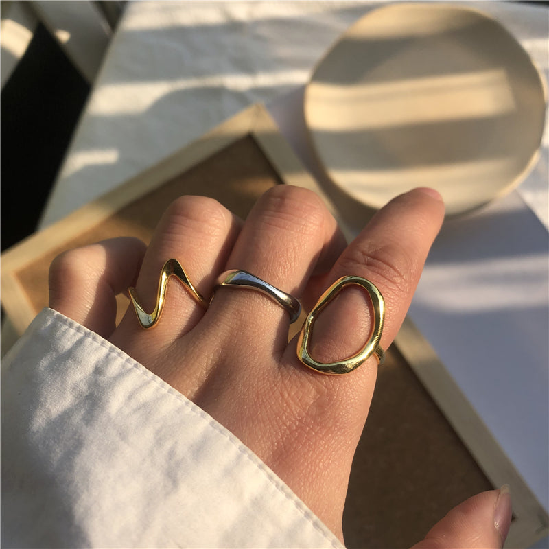 Concave-convex Geometric Hollow Index Finger Ring Jewelry