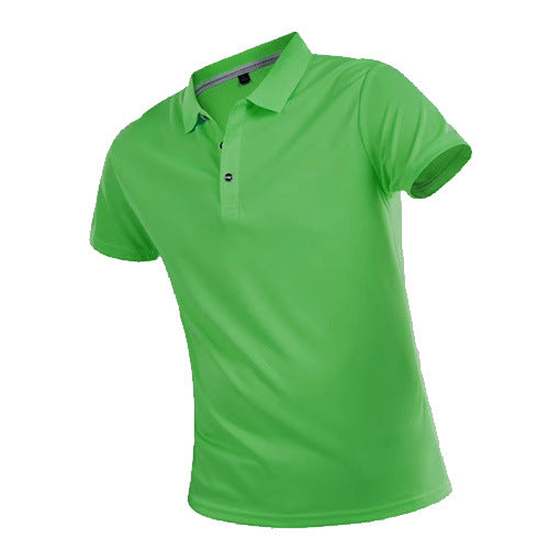 Men's Short Sleeve Sports Polo Shirt Lapel Solid Color T-Shirt