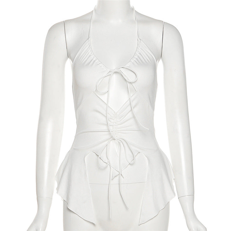 Summer New Women's Solid Color Slim-fit Chest-wrapped Halter Type Sling Small Tank Top Top