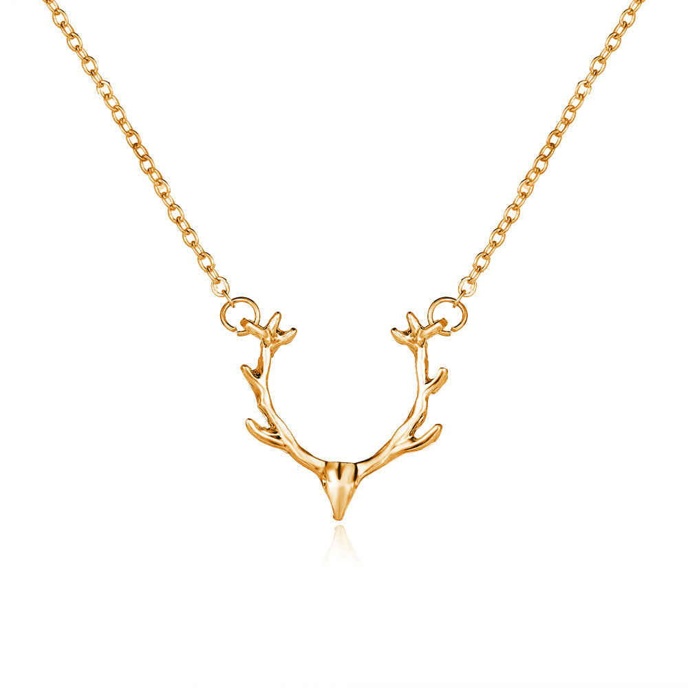 Creative Retro Golden Animal Elk Pendant Necklace Female