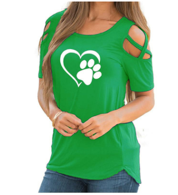 Round neck heart print short sleeve