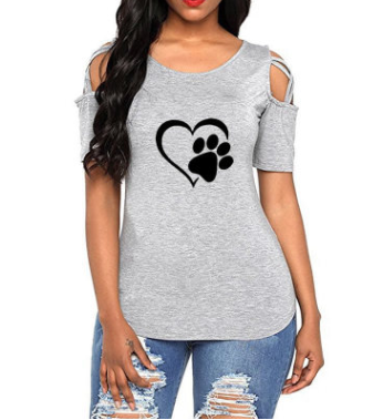 Round neck heart print short sleeve