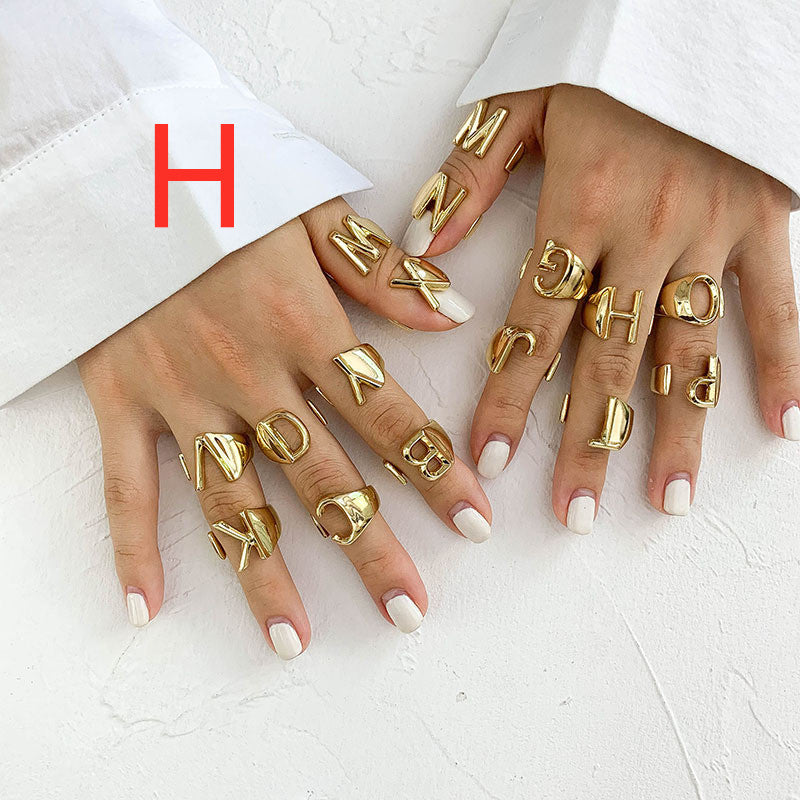 26 English Letters Exaggerated Retro Index Finger Ring