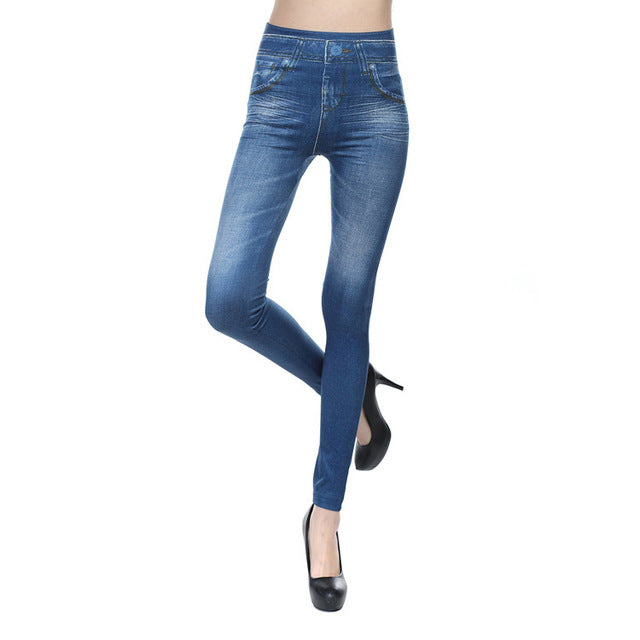 Love Seamless Cotton Imitation Denim Leggings