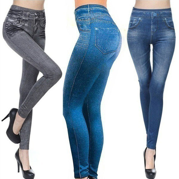 Love Seamless Cotton Imitation Denim Leggings