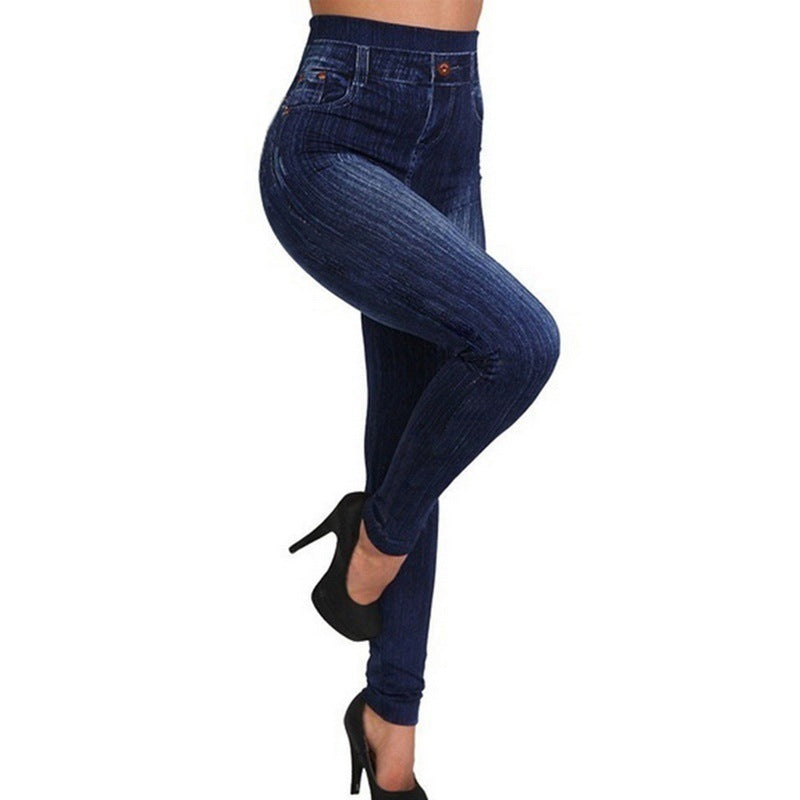 Spring, Autumn And Summer Women's Pure Blue Skinny Skinny Denim Leggings Cotton Printed Outer Wear Factory Outlet