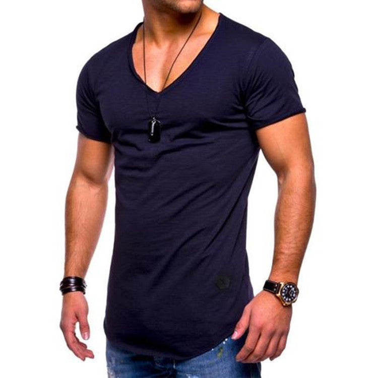 Men's V Neck Summer Short Sleeved Casual Sports Men's Clothing