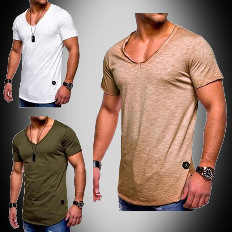 Men's V Neck Summer Short Sleeved Casual Sports Men's Clothing