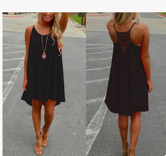 Bursting dress, women's dress, sling skirt, grid stitching, Chiffon Dress