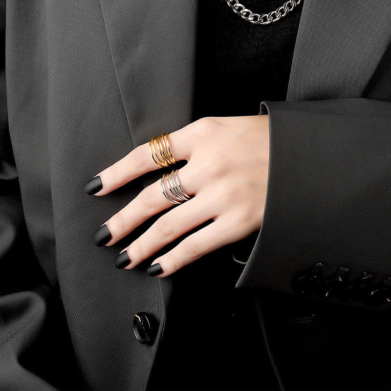 Japan And South Korea Multilayer Irregular Thin Ring Index Finger Ring