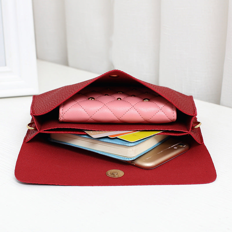 Fashion Double Layer Mini Lychee Pattern Small Square Bag