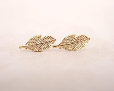 European and American jewelry popular feather shape leaf earrings
