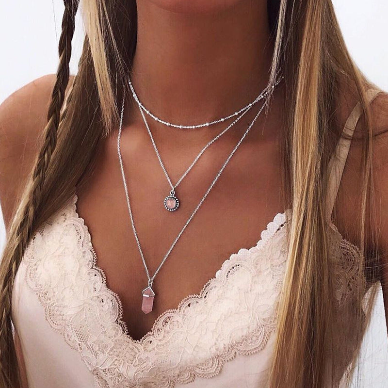 Temperament Fairy Gem Droplet Necklace Fold Lock