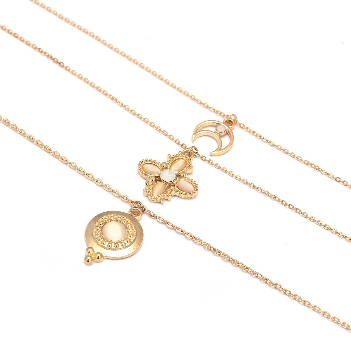 All-match Necklace With Diamond-studded Opal Multi-layer