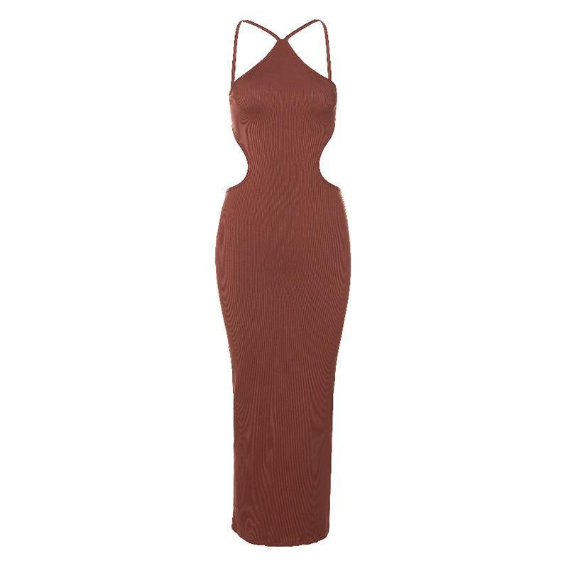 Women's Temperament Straps Hanging Neck Package Hip Slimming Dress