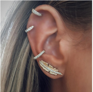 European and American jewelry popular feather shape leaf earrings