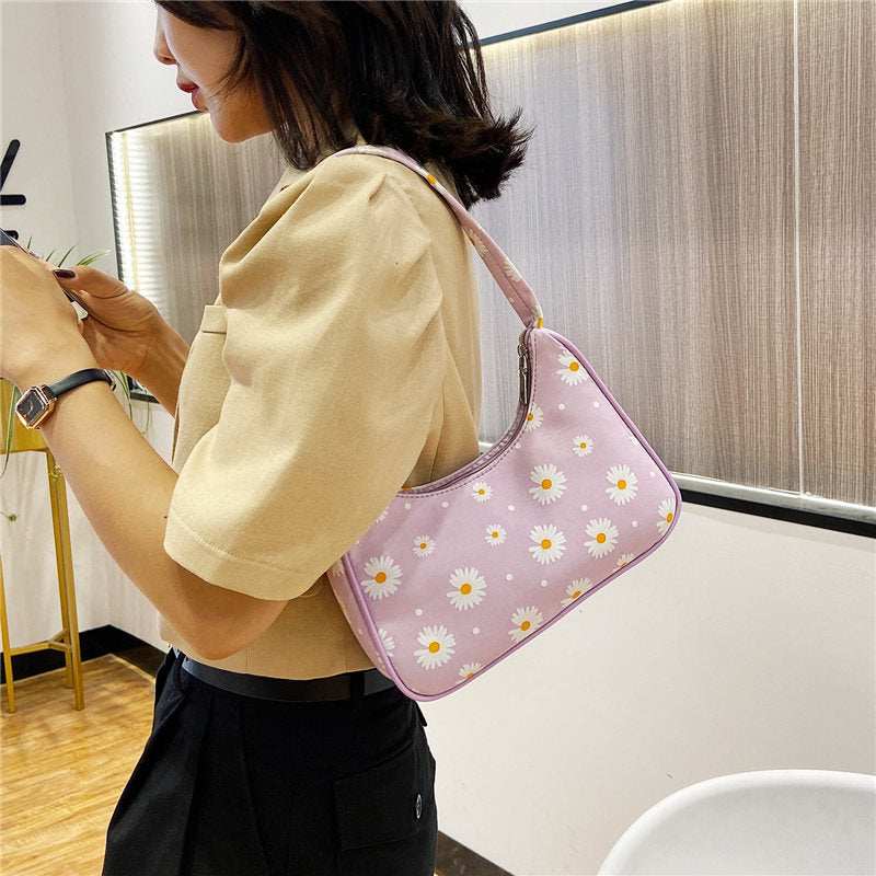 New Nylon Print Small Daisy Underarm Bag