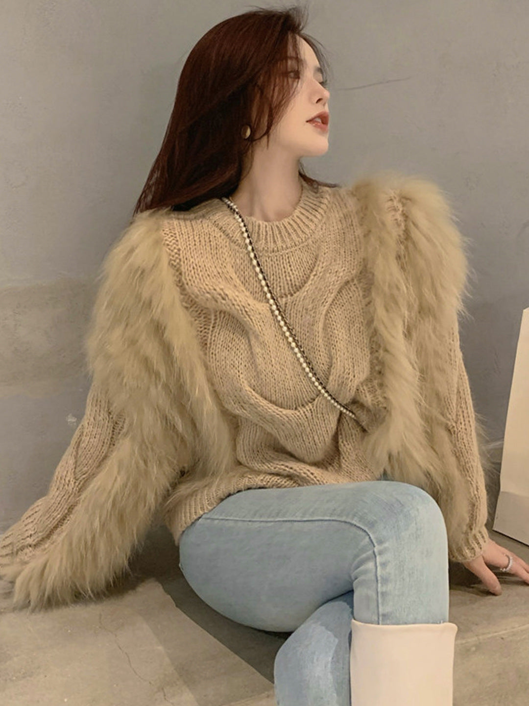 Women's Large Size Design Niche Knitted Sweater Top