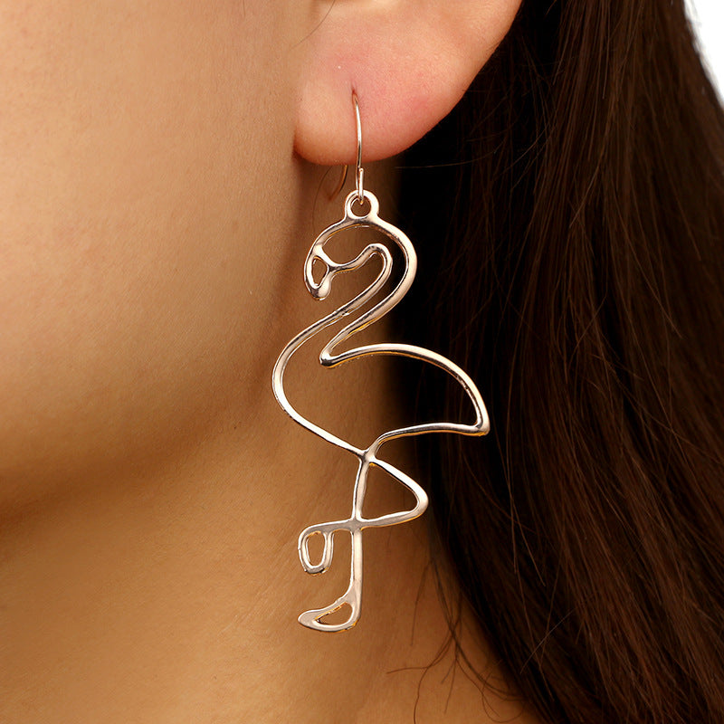 Exaggerated Jewelry, Personality Trend, Irregular Geometric Earrings, Fashionable Wild Flamingo Earrings