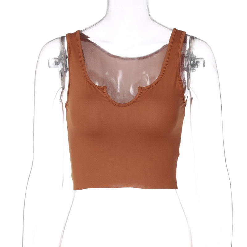 Autumn Fashion Street Style Casual Sleeveless Cropped Slim Top