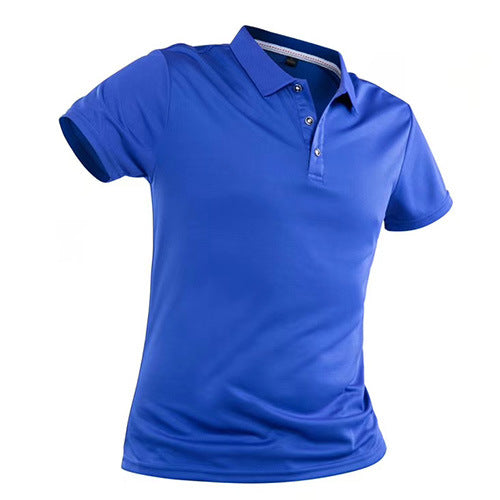 Men's Short Sleeve Sports Polo Shirt Lapel Solid Color T-Shirt