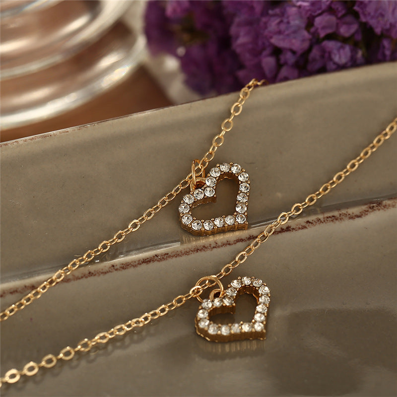 Trend Elegant Jewelry Crystal Love Letter Pendant Necklace Golden Color