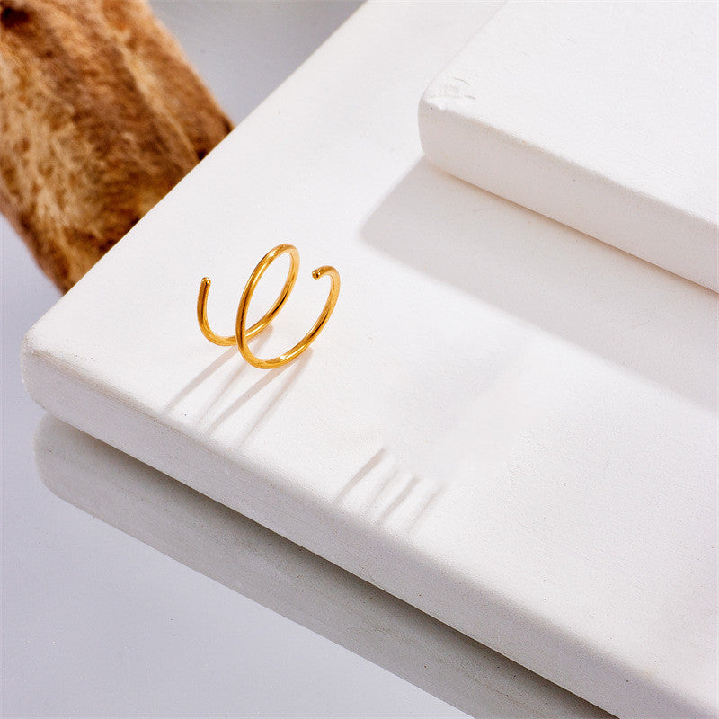 Spiral Double Ring Nose Pin Vacuum Electroplating Human Body