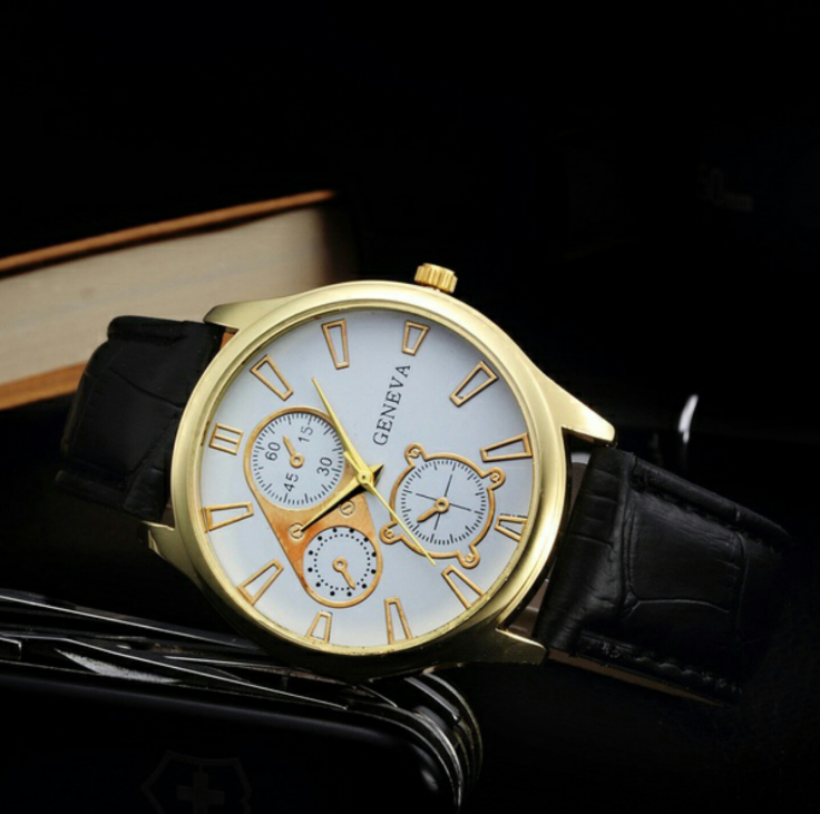 Geneva belt watch foreign trade hot men's business casual belt watch