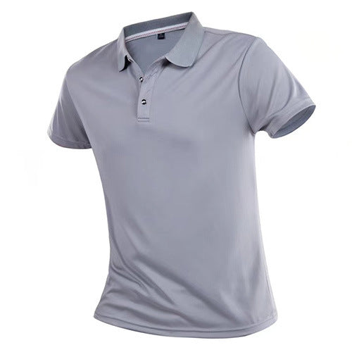 Men's Short Sleeve Sports Polo Shirt Lapel Solid Color T-Shirt