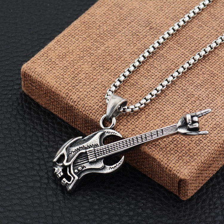 Rock Skull Guitar Pendant