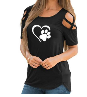 Round neck heart print short sleeve