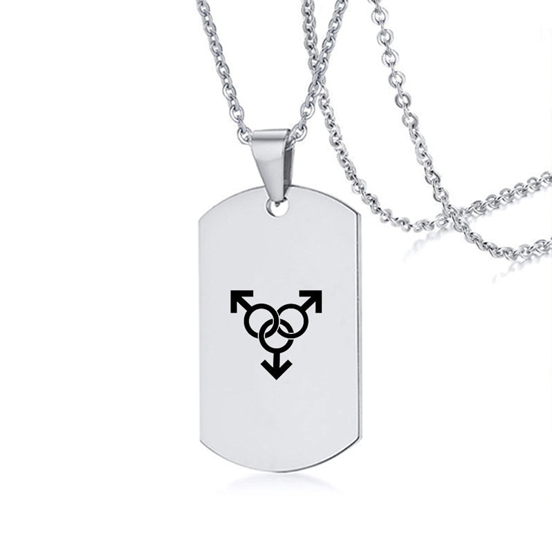 Stainless Steel LGBT ID Necklace Jewelry Engrave Gay Lesbian Transgender Symbol Dog Tags Necklaces For Men Women
