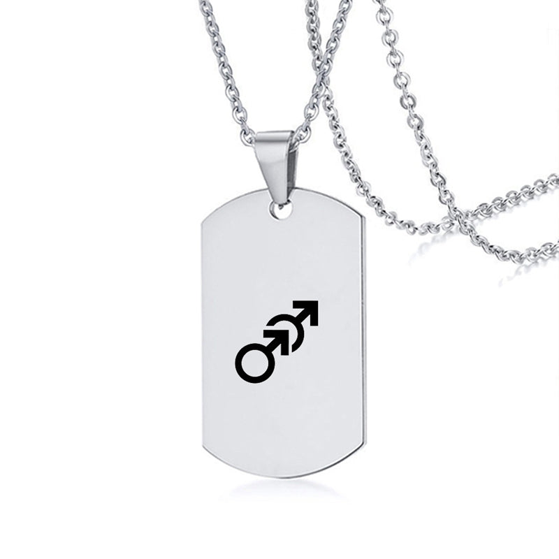 Stainless Steel LGBT ID Necklace Jewelry Engrave Gay Lesbian Transgender Symbol Dog Tags Necklaces For Men Women