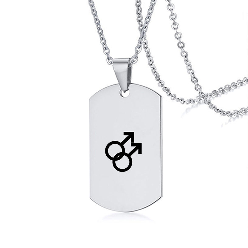 Stainless Steel LGBT ID Necklace Jewelry Engrave Gay Lesbian Transgender Symbol Dog Tags Necklaces For Men Women