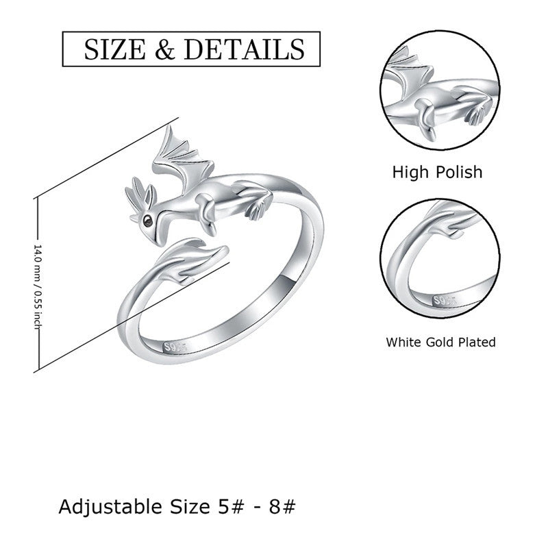 European And American Black Dragon Ring Ladies Girls Animal Jewelry