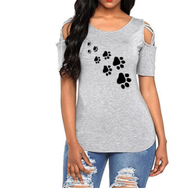 Round neck heart print short sleeve