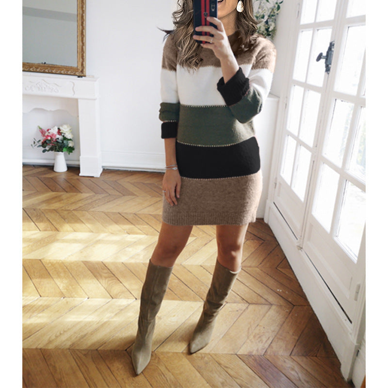 Crew Neck Sweater Dress