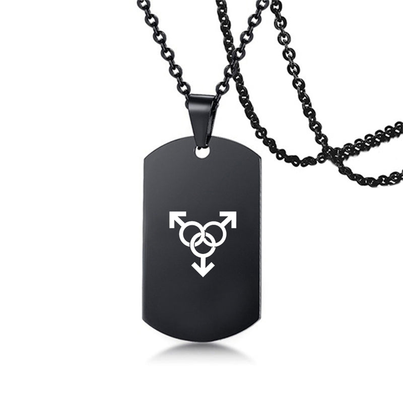 Stainless Steel LGBT ID Necklace Jewelry Engrave Gay Lesbian Transgender Symbol Dog Tags Necklaces For Men Women