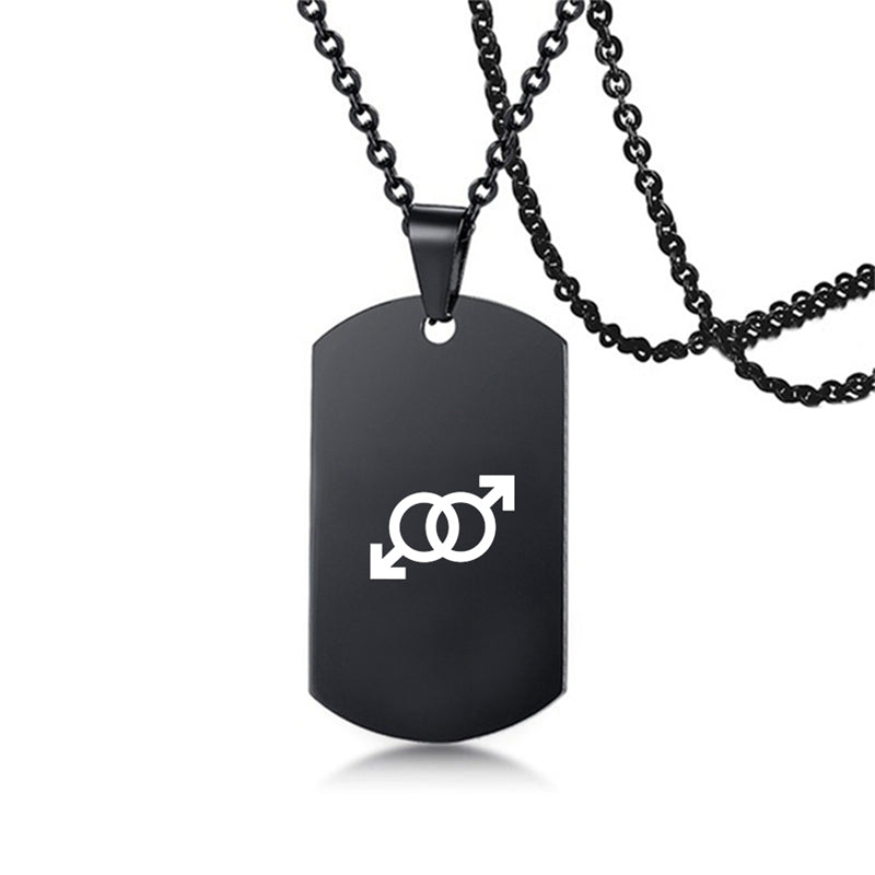 Stainless Steel LGBT ID Necklace Jewelry Engrave Gay Lesbian Transgender Symbol Dog Tags Necklaces For Men Women