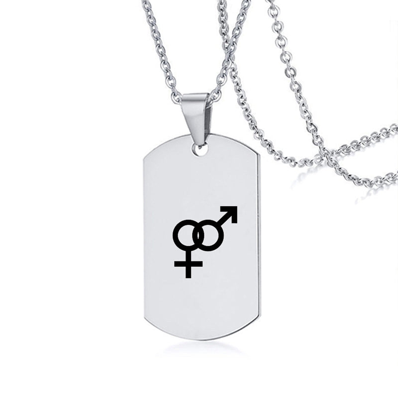 Stainless Steel LGBT ID Necklace Jewelry Engrave Gay Lesbian Transgender Symbol Dog Tags Necklaces For Men Women