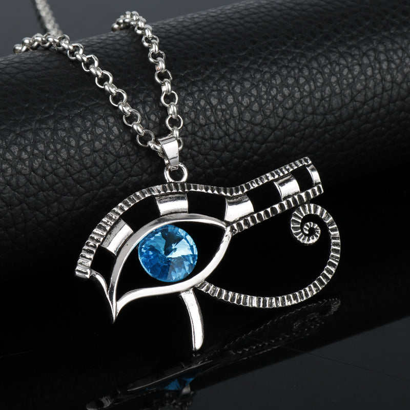 European And American Creative Diamond Horus Eye Pendant Necklace Yugioh Personalized Fashion Jewelry