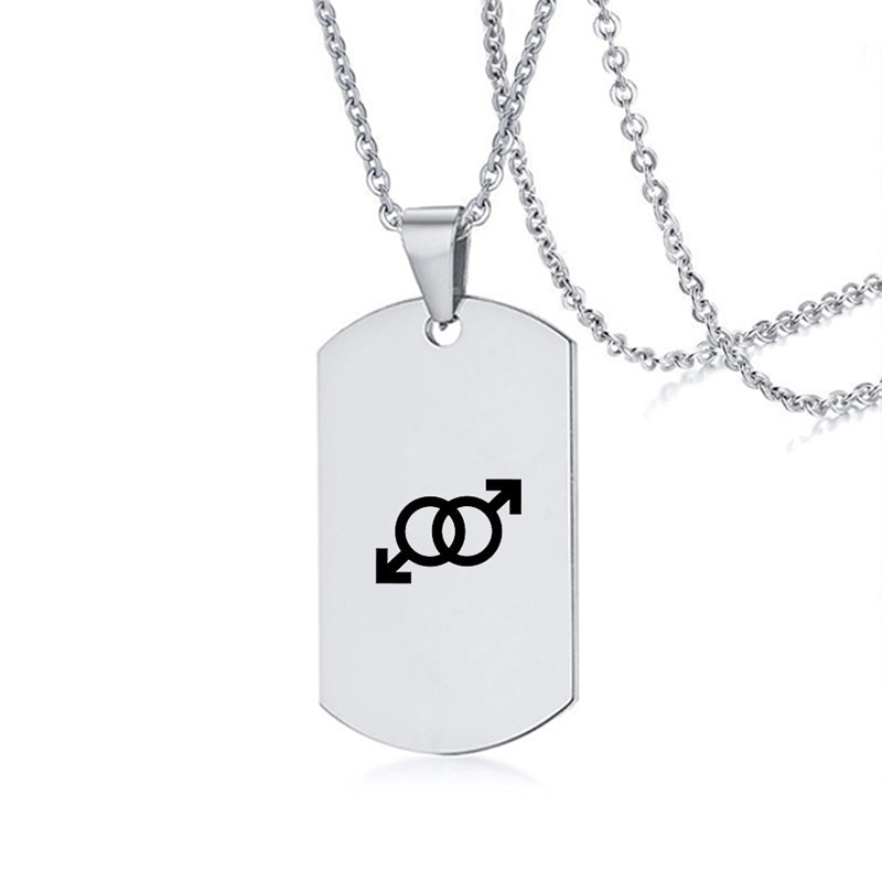 Stainless Steel LGBT ID Necklace Jewelry Engrave Gay Lesbian Transgender Symbol Dog Tags Necklaces For Men Women