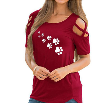 Round neck heart print short sleeve