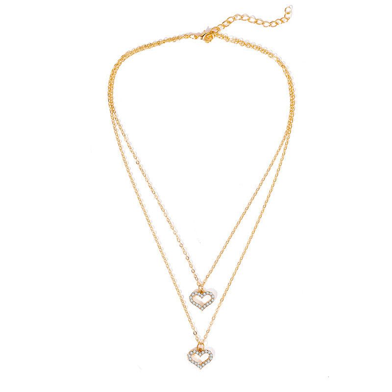 Trend Elegant Jewelry Crystal Love Letter Pendant Necklace Golden Color