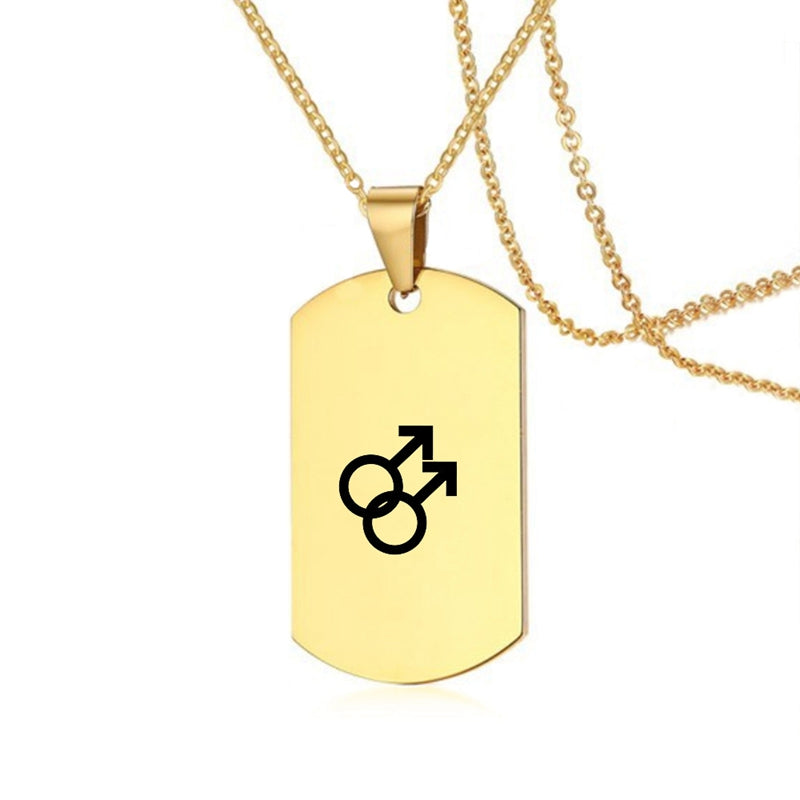 Stainless Steel LGBT ID Necklace Jewelry Engrave Gay Lesbian Transgender Symbol Dog Tags Necklaces For Men Women