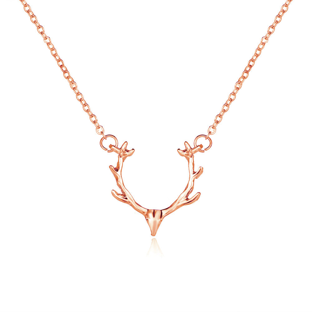 Creative Retro Golden Animal Elk Pendant Necklace Female