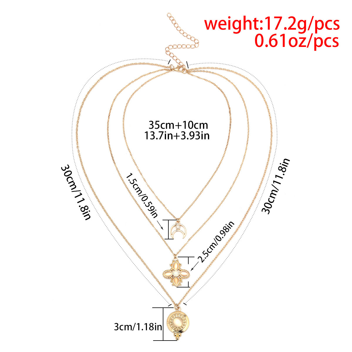 All-match Necklace With Diamond-studded Opal Multi-layer